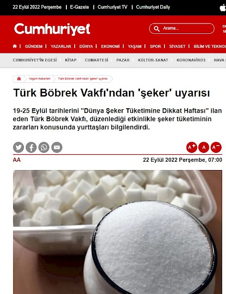 Türk Böbrek Vakfı´ndan ´şeker´ uyarısı