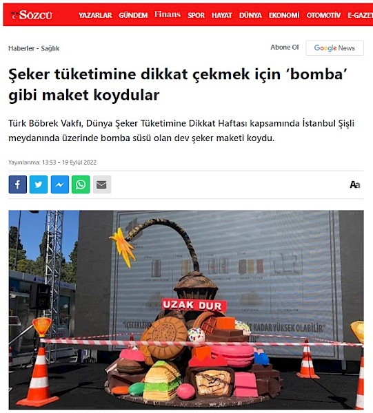 Şeker tüketimine dikkat çekmek için ‘bomba’ gibi maket koydular