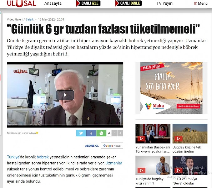 Günlük 6 gr tuzdan fazlası tüketilmemeli