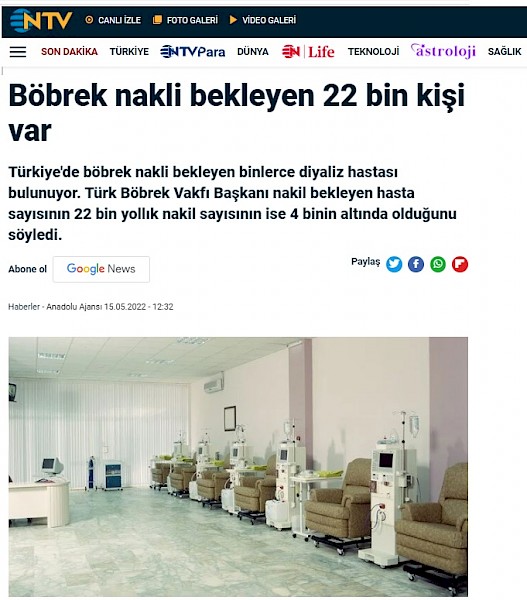 Böbrek nakli bekleyen 22 bin kişi var