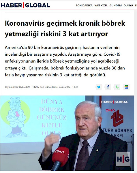 Koronavirüs geçirmek kronik böbrek yetmezliği riskini 3 kat artırıyor