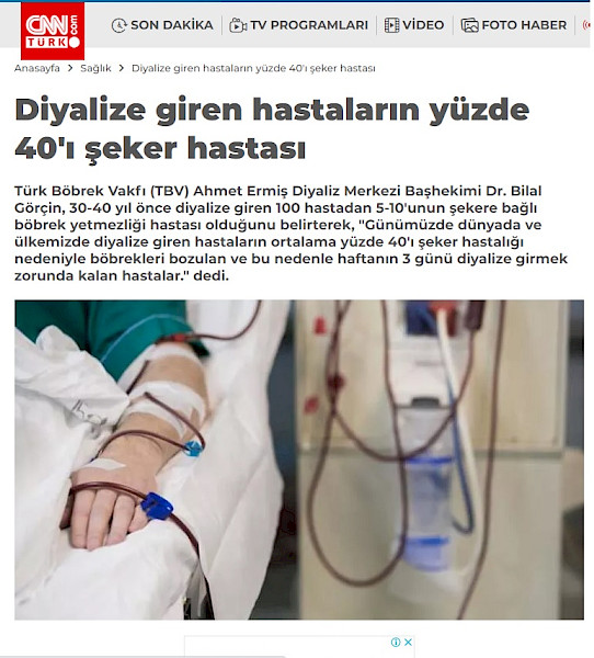 Diyalize giren hastaların yüzde 40´ı şeker hastası