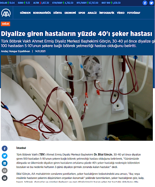 Diyalize giren hastaların yüzde 40´ı şeker hastası