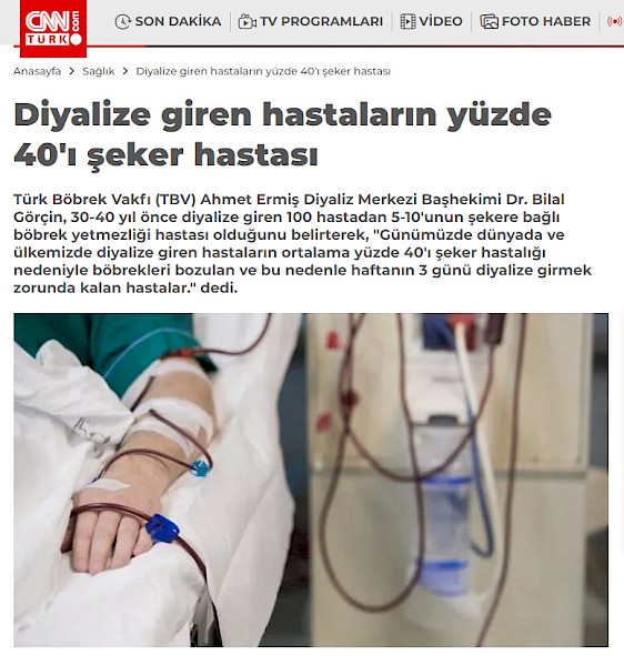Diyalize giren hastaların yüzde 40´ı şeker hastası