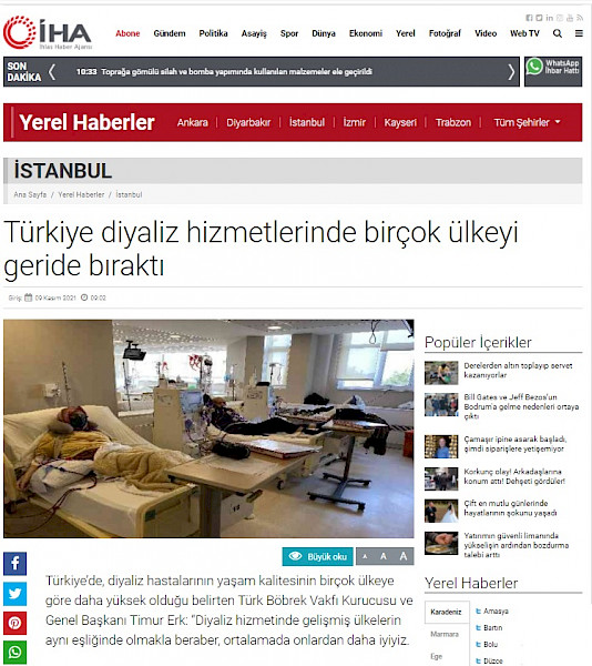 Türkiye diyaliz hizmetlerinde birçok ülkeyi geride bıraktı