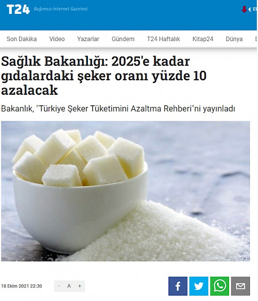 Sağlık Bakanlığı: 2025´e kadar gıdalardaki şeker oranı yüzde 10 azalacak