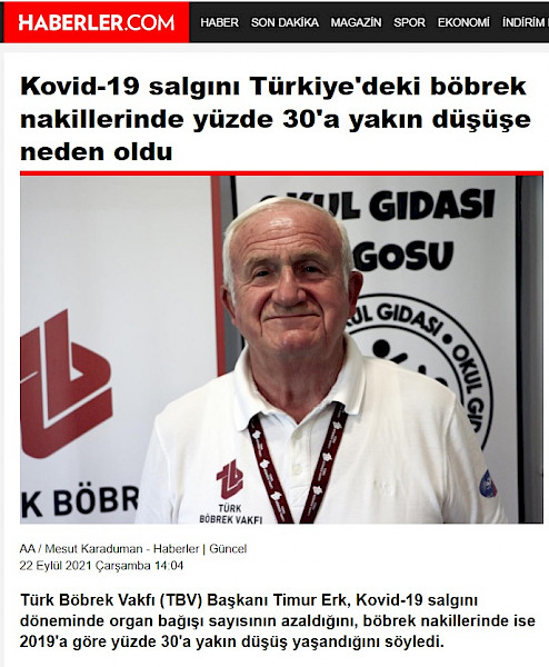 Kovid-19 salgını Türkiye´deki böbrek nakillerinde yüzde 30´a yakın düşüşe neden oldu