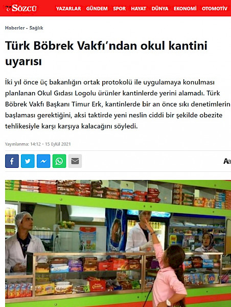 TBV´den Okul Kantini Uyarısı