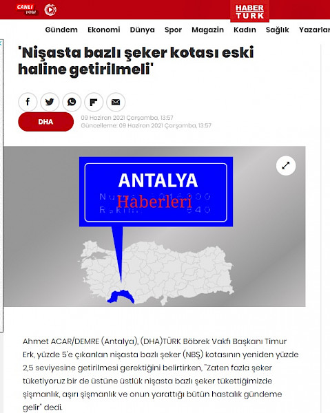 Nişasta Bazlı Şeker Kotası Eski Haline Getirilmeli