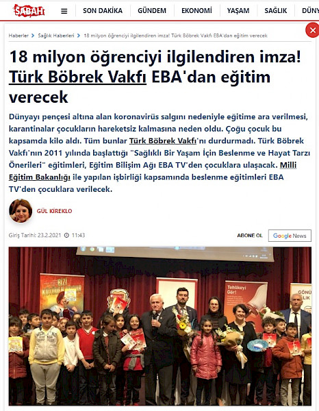 18 milyon öğrenciyi ilgilendiren imza! Türk Böbrek Vakfı EBA´dan eğitim verecek