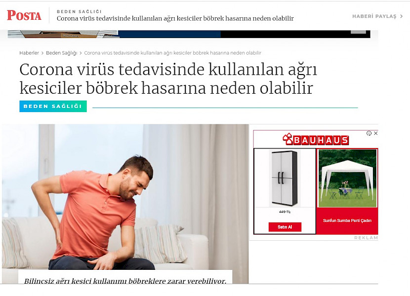 Covid-19 tedavisinde kullanılan ağrı kesiciler böbrek hasarına neden olabilir