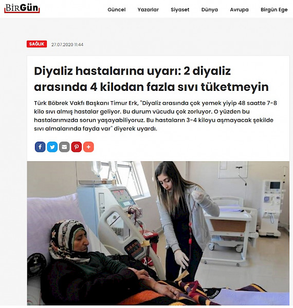 TBV´den Uyarı: 2 Diyaliz Arası 4 Kilodan Fazla Sıvı Tüketmeyin