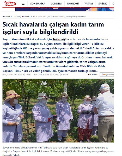 TBV Sıcak Havalarda Çalışan Kadın Tarım İşçileri Suyla Bilgilendirildi