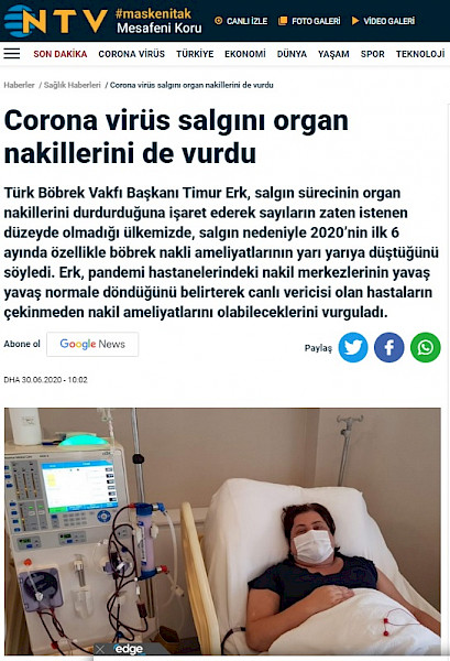 TBV´den Uyarı; Koronavirüs Organ Nakillerini de Etkiliyor