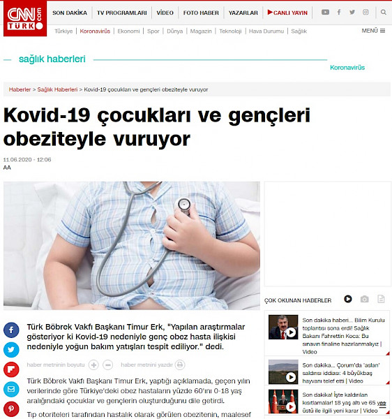 Covid-19 Çocuk ve Gençleri Obezite ile Etkiliyor