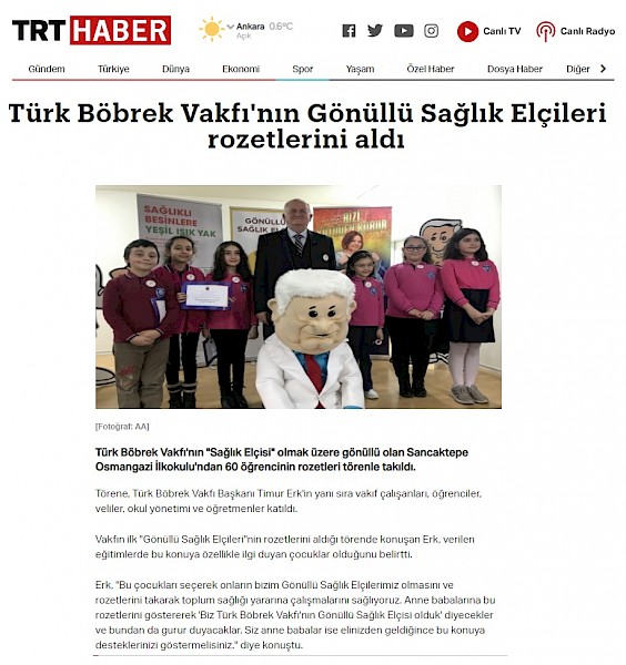 TBV´nin Gönüllü Sağlık Elçileri Rozetlerini Aldı
