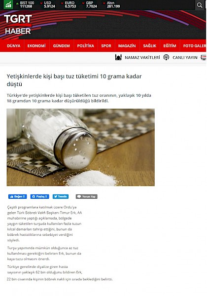 Yetişkinlerde Tuz Tüketimi 10 Grama Kadar Düştü
