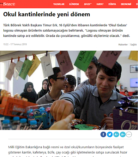 Okul Kantinlerinde Yeni Dönem