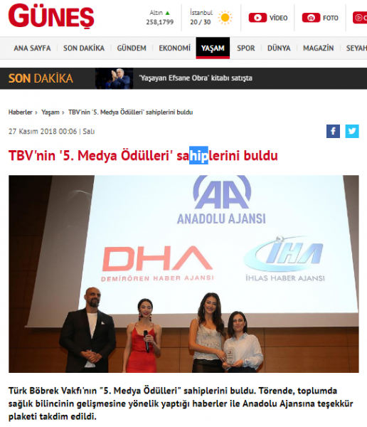 TBV´nin ´5. Medya Ödülleri´ sahiplerini buldu