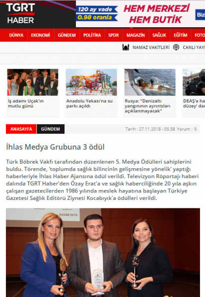 İhlas Medya Grubuna 3 ödül