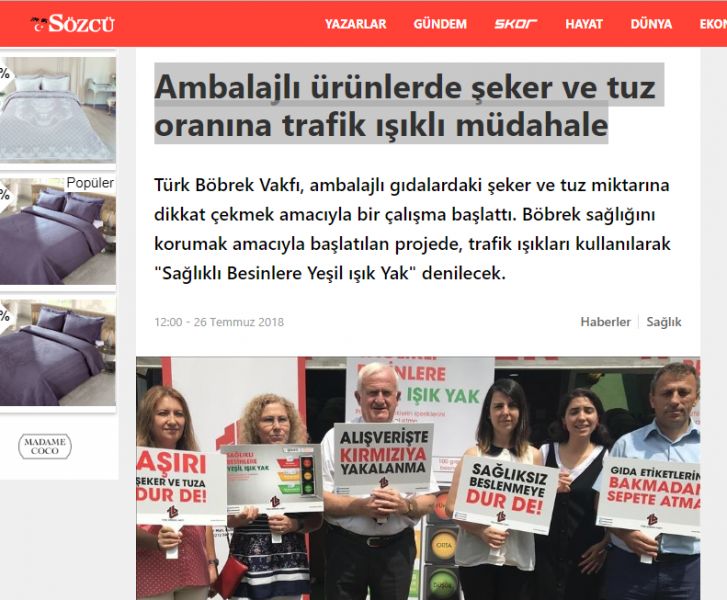 Ambalajlı ürünlerde şeker ve tuz oranına trafik ışıklı müdahale