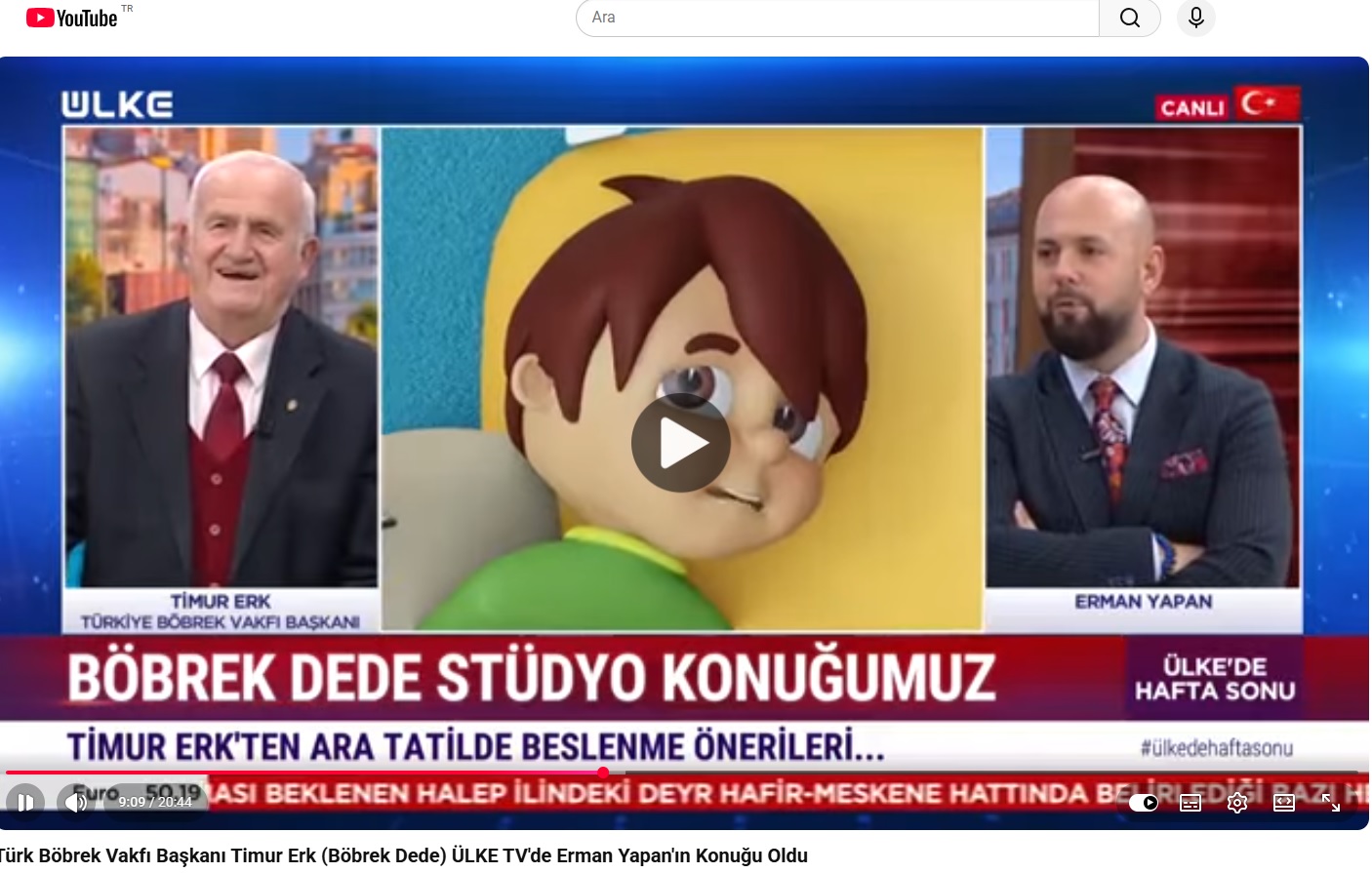 Türk Böbrek Vakfı Başkanı Timur Erk (Böbrek Dede) ÜLKE TV&acute;de Erman Yapan&acute;ın Konuğu Oldu