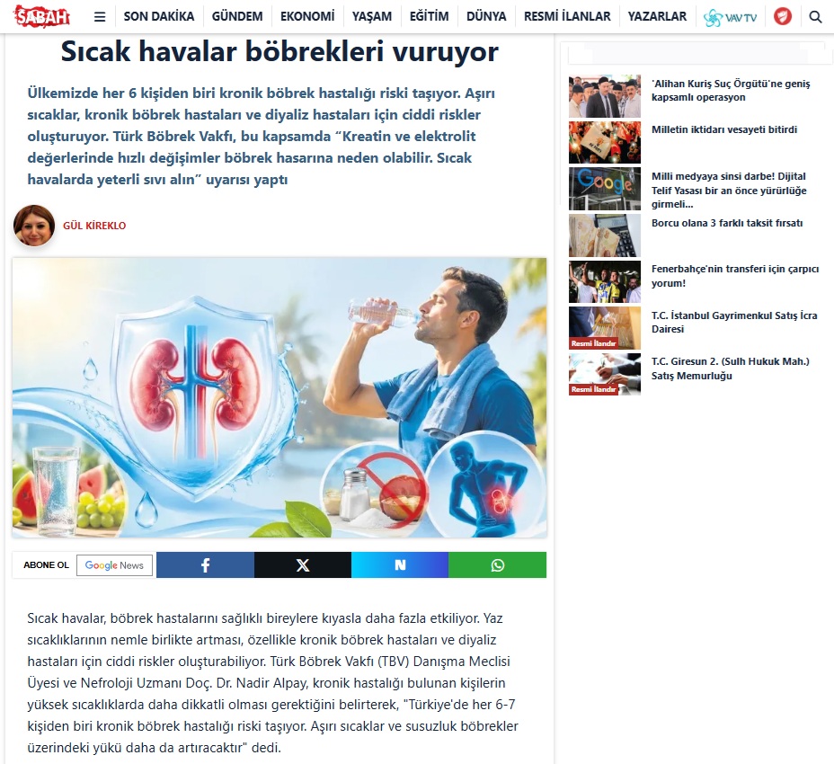 Sıcak Hava Böbrekleri Vuruyor