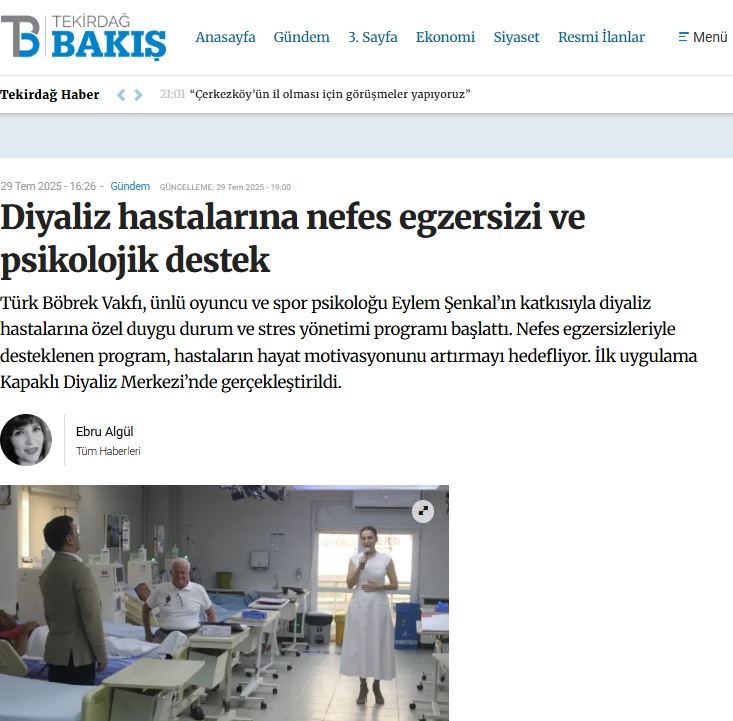 Diyaliz hastalarına nefes egzersizi ve psikolojik destek