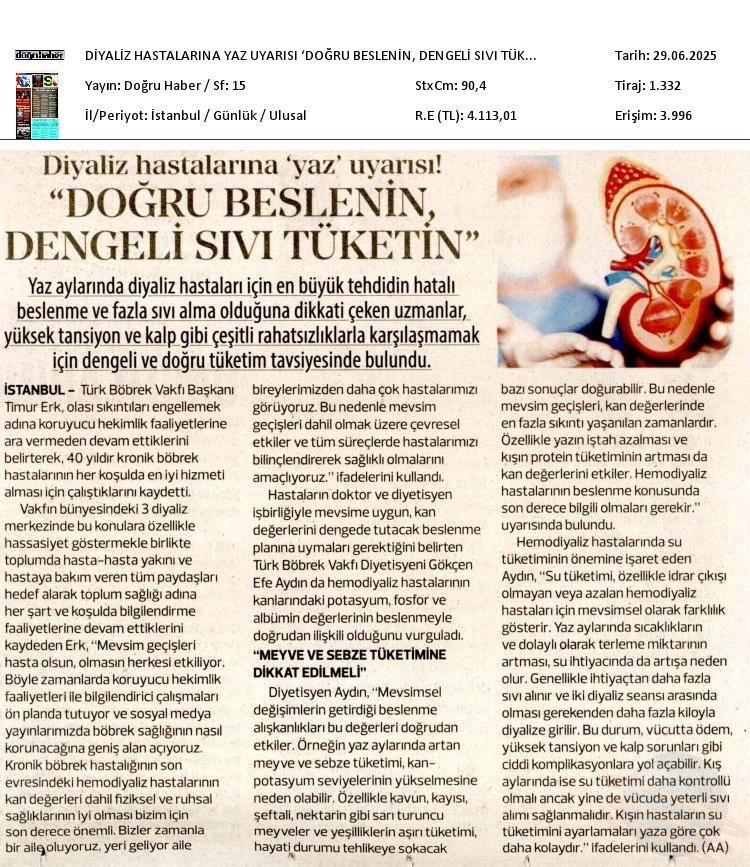 Doğru Beslenin Dengeli Sıvı Tüketin