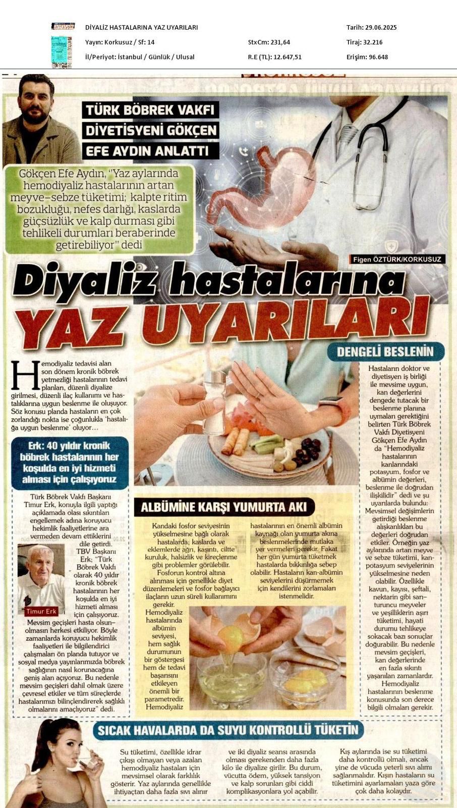 Diyaliz Hastalarına Yaz Uyarıları