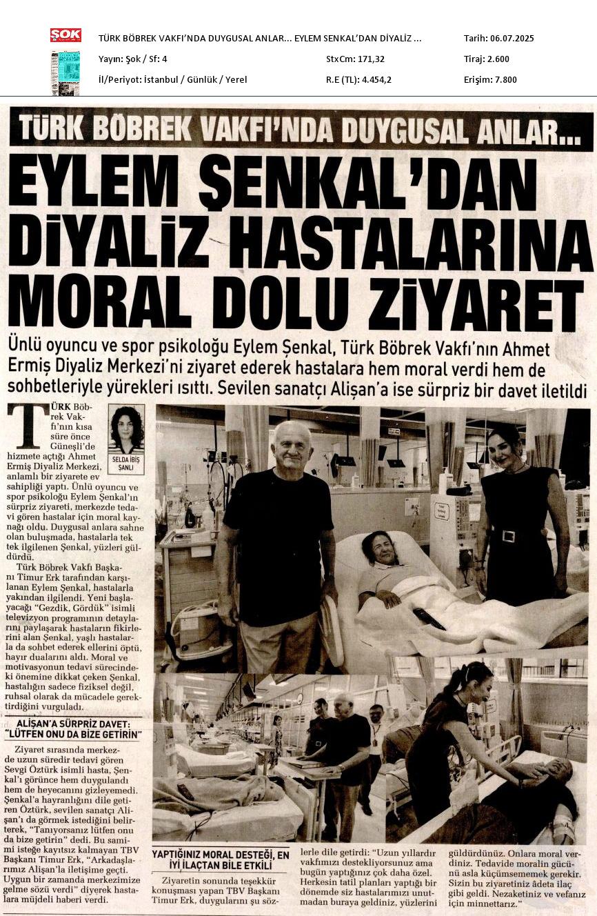 Eylem Şenkal´dan Hastalara Moral Dolu Ziyaret