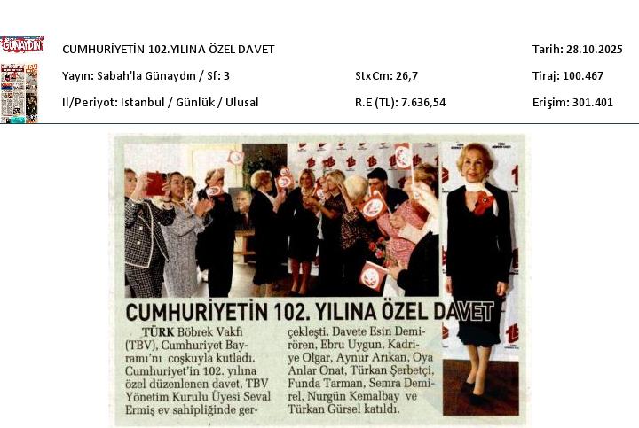 Cumhuriyetin 102. Yılına Özel Davet