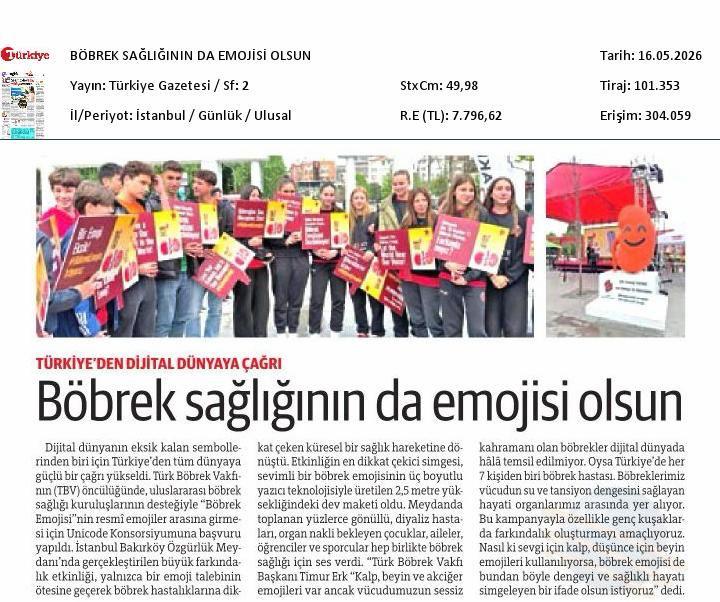 TBV&acute;den Dijital Dünyaya Çağrı Böbrek Sağlığının da Emojisi Olsun
