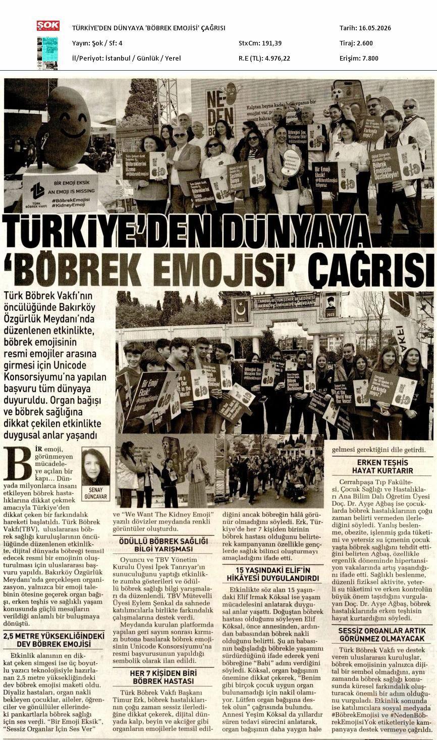 Türkiye&acute;den Dünyaya Böbrek Emojisi Çağrısı