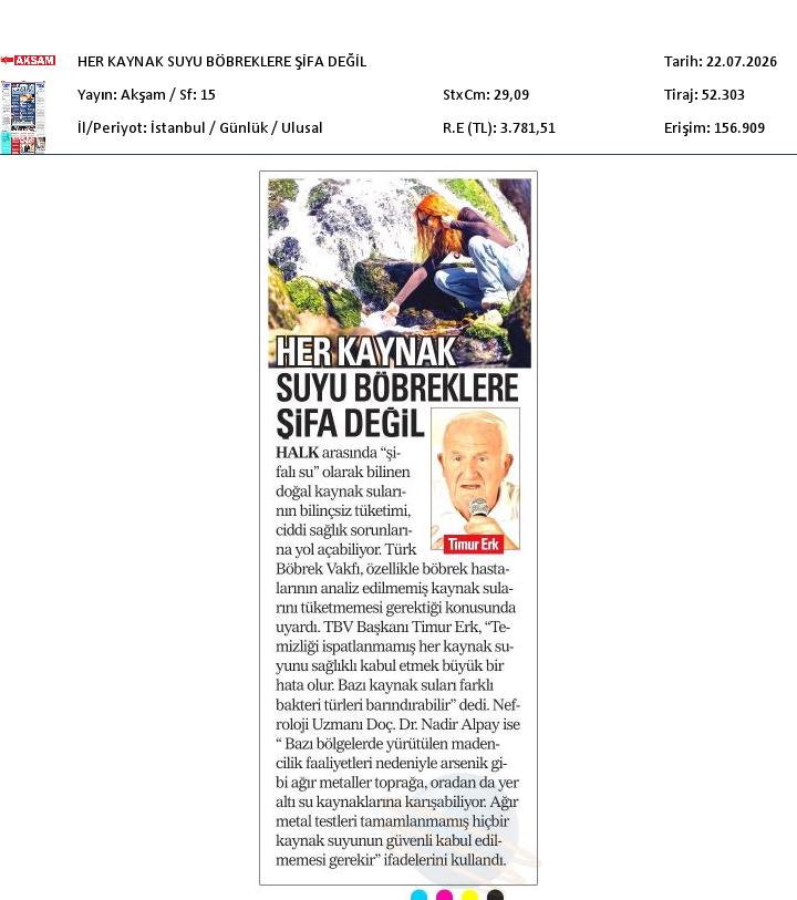 Her Kaynak Suyu Böbreklere Şifa Değil