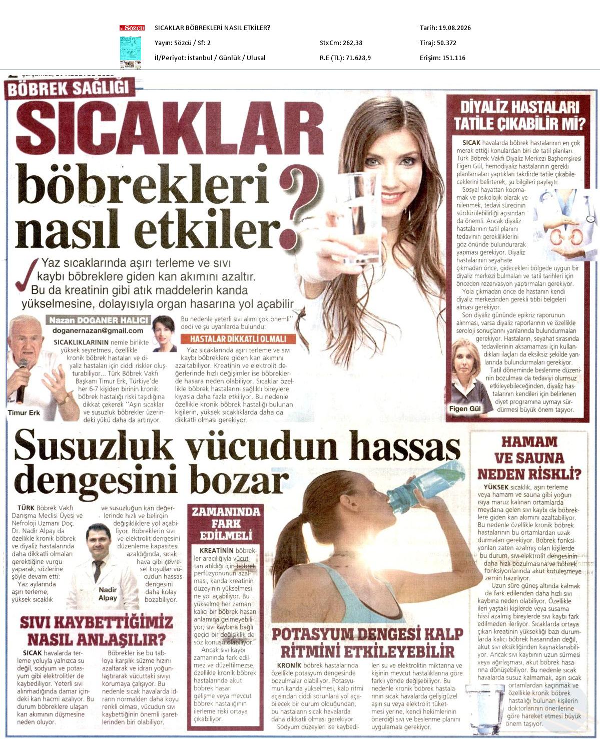Sıcaklar Böbrekleri Nasıl Etkiler?